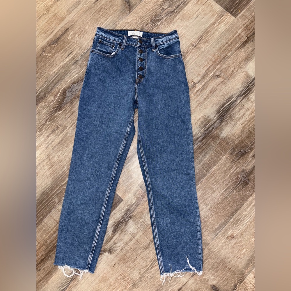 Abercrombie & Fitch High-Rise Medium Blue Button-Fly Jeans